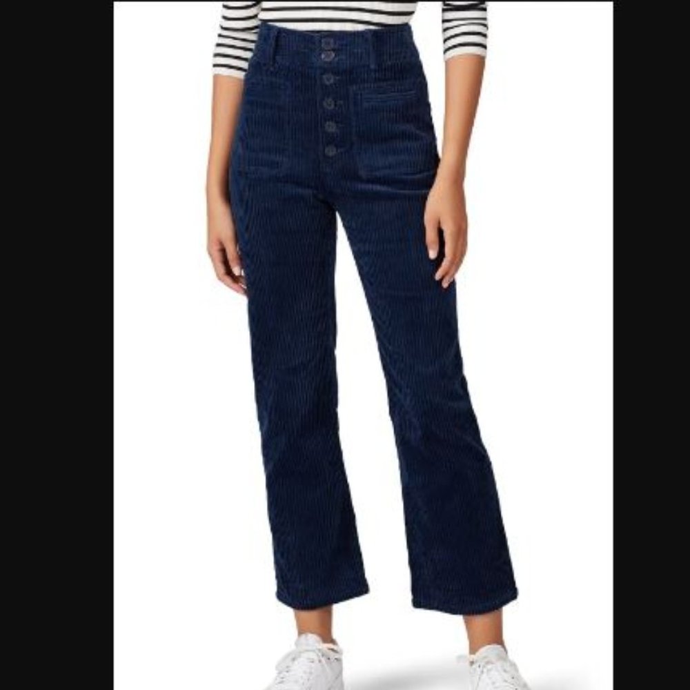 Apiece Apart Button Fly Slim Marston Corduroy Pants Wide Leg Size 4 Blue